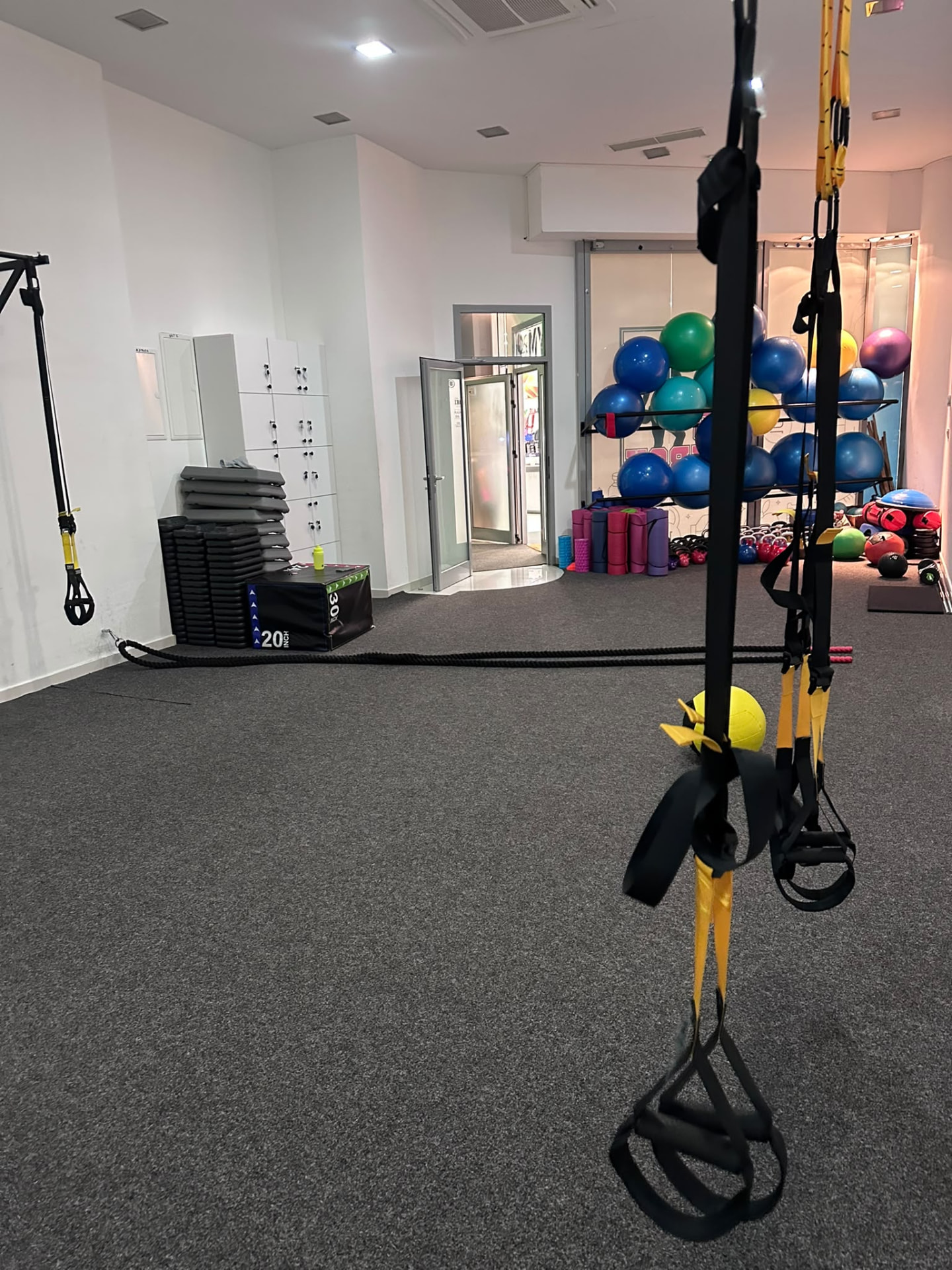 Funkcionalna zona s TRX trakama i loptama u Iron Box teretani